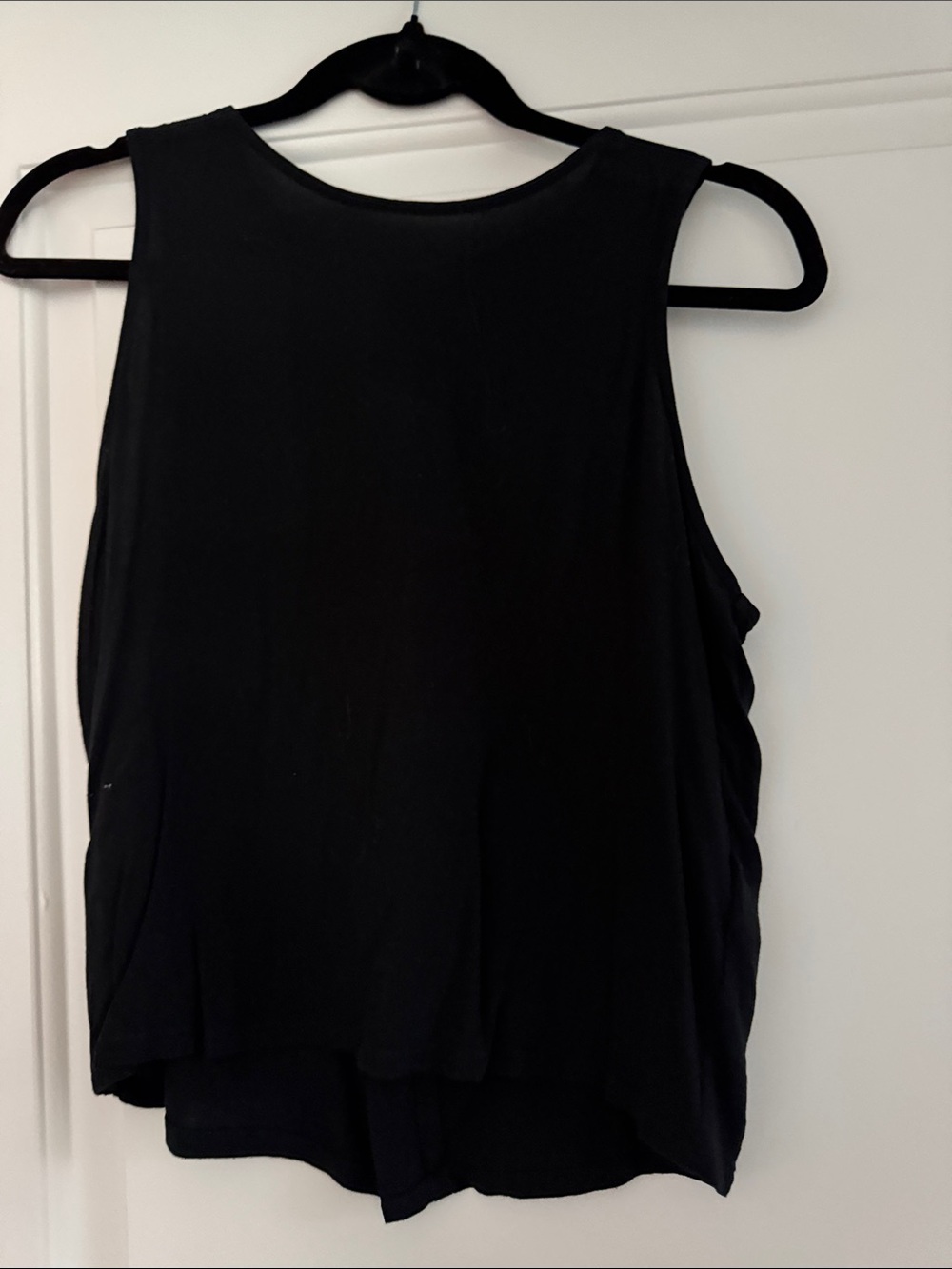 Sleeveless Black Button-Front Shell